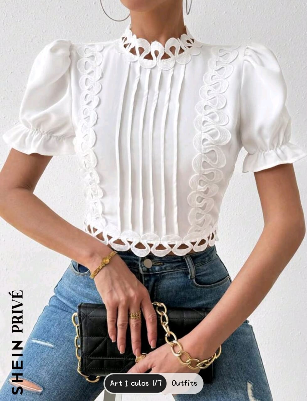 SHEIN Privé Camisa De Manga Corta Con Cuello Levantado